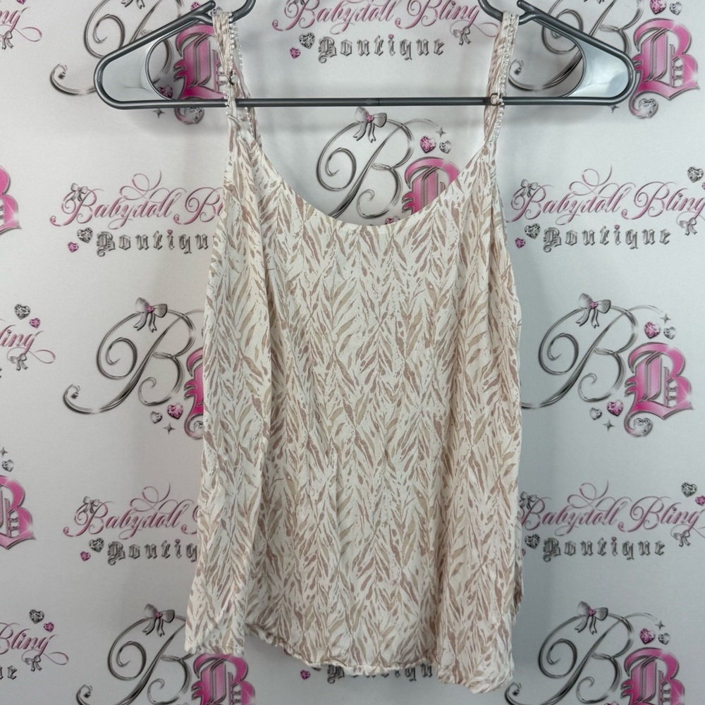 Gentle Fawn tank top white Cream and Tan Camisole abstract pattern flowy